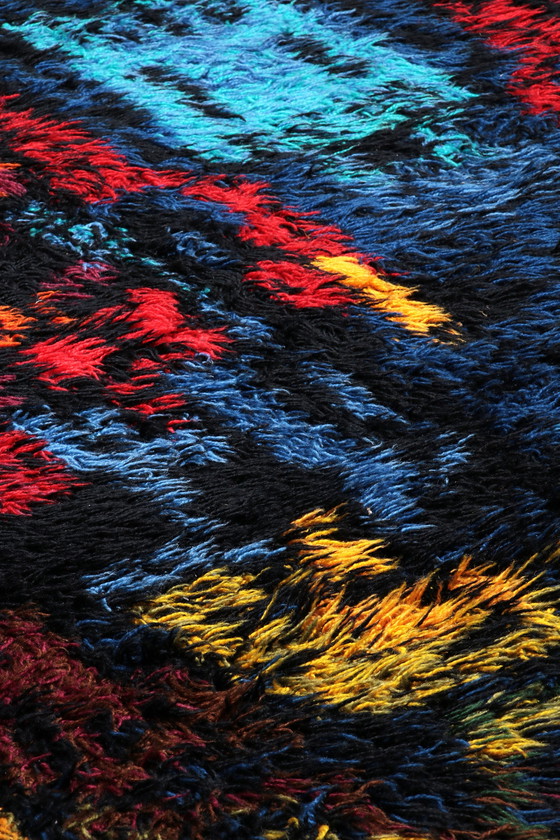 Vintage Abstract multicolored high-pile rug, Germany, 1970s – Decorative Objects, Wool, Textile (photo 5 of 13)