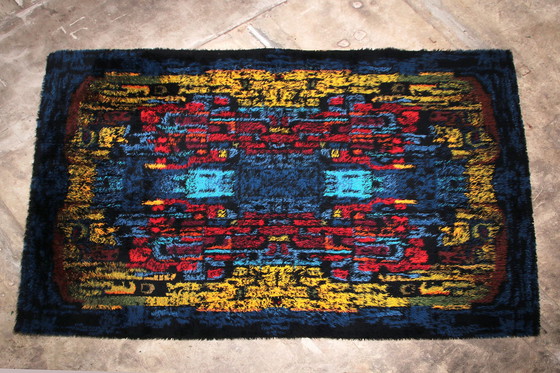 Image 1 of Tapis multicolore abstrait à poils longs, Allemagne, 1970