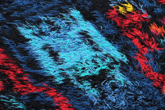 Image 1 of Tapis multicolore abstrait à poils longs, Allemagne, 1970
