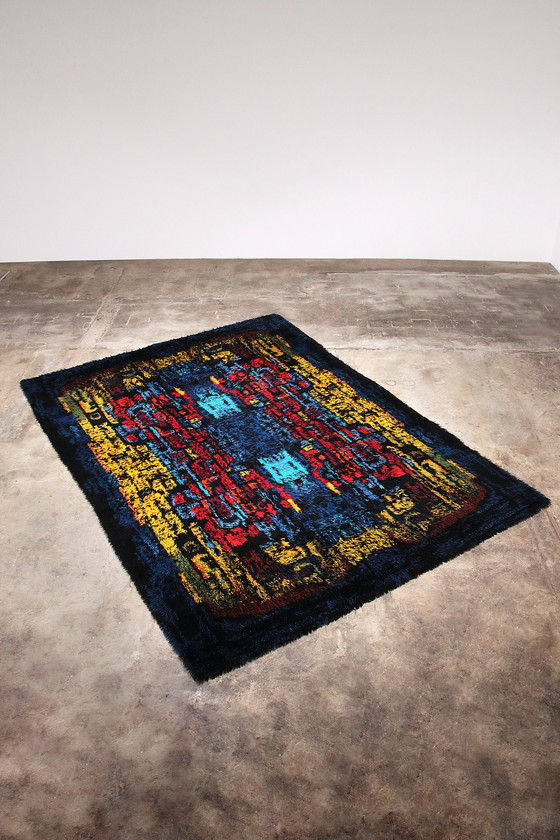 Image 1 of Tapis multicolore abstrait à poils longs, Allemagne, 1970