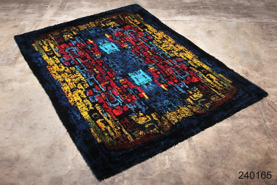 Vintage Abstract multicolored high-pile rug, Germany, 1970s – Decorative Objects, Wool, Textile (photo 13 of 13)
