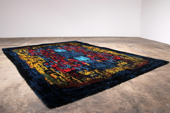 Vintage Abstract multicolored high-pile rug, Germany, 1970s – Decorative Objects, Wool, Textile (photo 3 of 13)