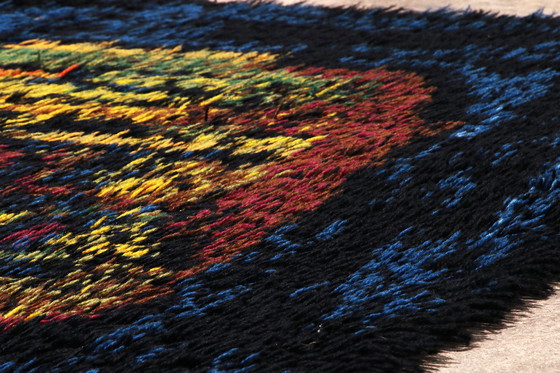 Image 1 of Tapis multicolore abstrait à poils longs, Allemagne, 1970