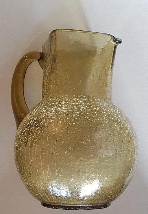 Yellow Craquele Glass Carafe