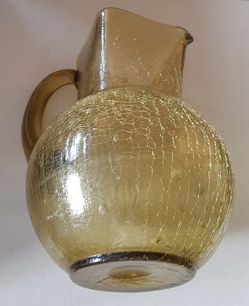 Yellow Craquele Glass Carafe