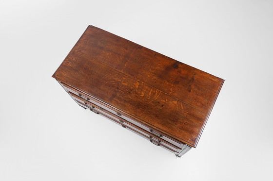 Image 1 of Cómoda rústica francesa de roble macizo con tres cajones, ca. 1850