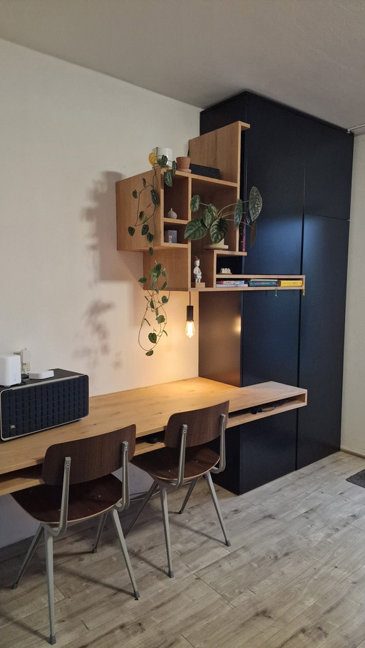 Desk With Integrated High Black Cabinet