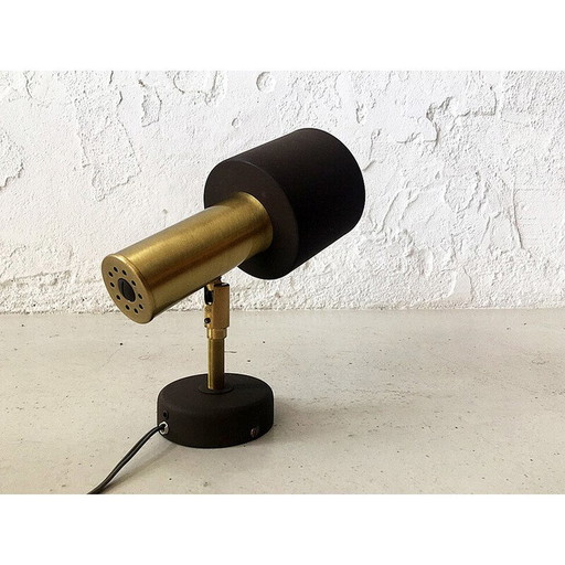 Vintage brass and brown metal spotlight by Jo Hammerborg, Denmark 1960