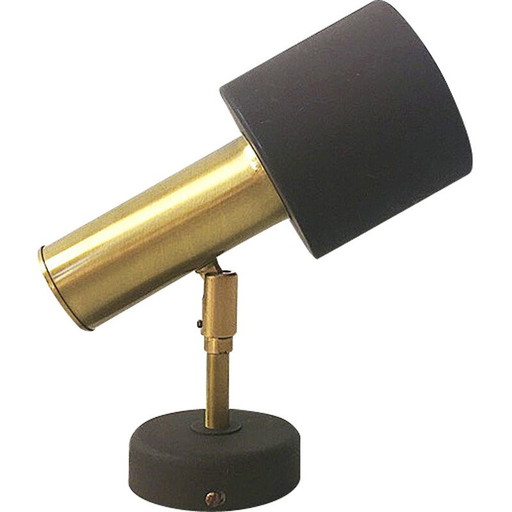 Vintage brass and brown metal spotlight by Jo Hammerborg, Denmark 1960