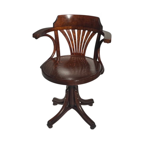 Image 1 of Bent Wood Captains Chair - Mounted On A Swiveling Base