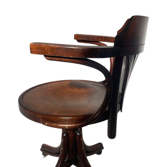 Image 1 of Bent Wood Captains Chair - Mounted On A Swiveling Base