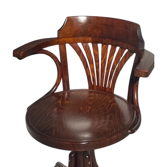 Image 1 of Bent Wood Captains Chair - Mounted On A Swiveling Base