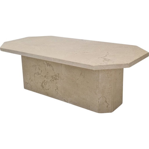 Italian vintage coffee table in travertine, 1980s