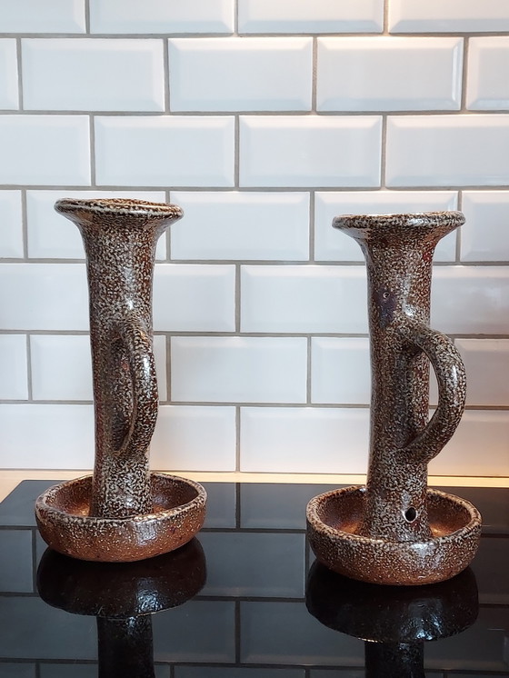 Image 1 of 2x Stoneware Candleholders