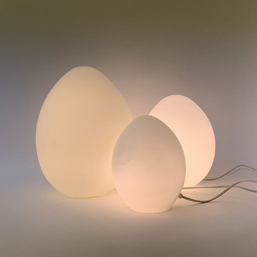 3 lampade da tavolo in vetro vintage Domec Luminance - anni &#39;70
