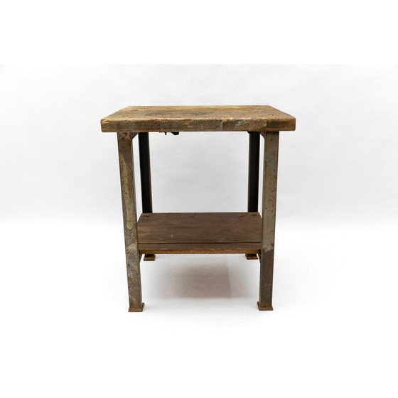Image 1 of Vintage Art Deco industrial work table in steel and wood, 1940