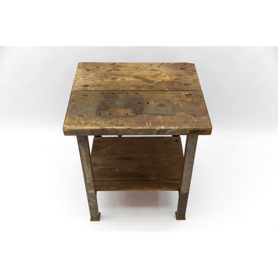 Image 1 of Vintage Art Deco industrial work table in steel and wood, 1940