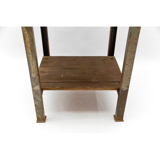 Image 1 of Vintage Art Deco industrial work table in steel and wood, 1940