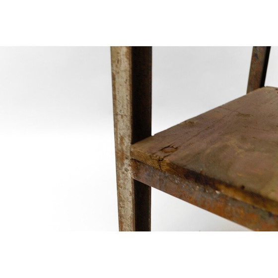 Image 1 of Vintage Art Deco industrial work table in steel and wood, 1940