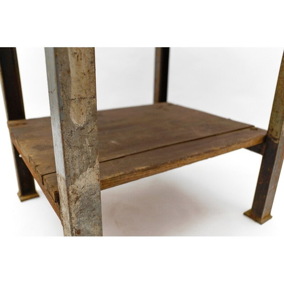 Image 1 of Vintage Art Deco industrial work table in steel and wood, 1940