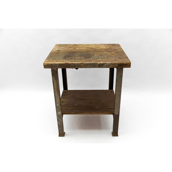Image 1 of Vintage Art Deco industrial work table in steel and wood, 1940