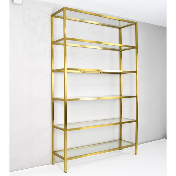 Image 1 of Vintage brass and crystal shelf by Pierre Vandel, France 1970