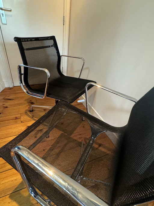 Vitra Eames Ea 108 Chair Chrome-plated Aluminum, Black Netweave