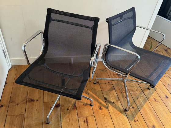 Image 1 of Vitra Eames Ea 108 Chair Chrome-plated Aluminum, Black Netweave