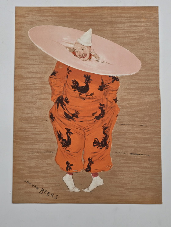 Image 1 of Lithograph, Jan Van Beers, Circus Clown From 1886