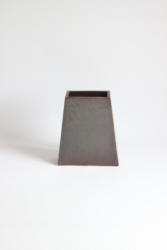 Image 1 of Trapezoid brown vase by Fernand Everaert 1980s