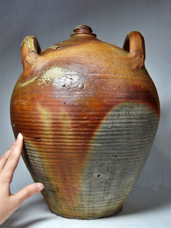 Image 1 of Xxl Antique Stoneware Jar Xixth Century French Crafts Puisaye