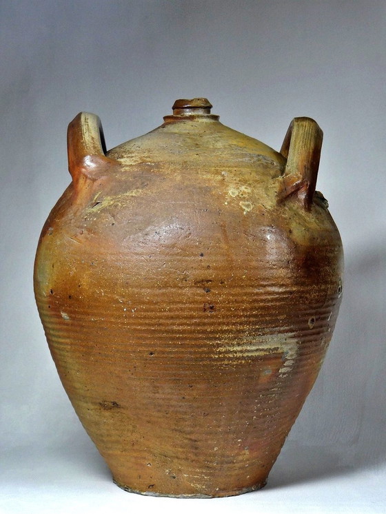 Image 1 of Xxl Antique Stoneware Jar Xixth Century French Crafts Puisaye