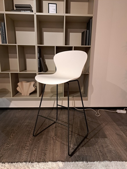 Adelaide Bar Stool. White With Matte Black Textured Lacquer