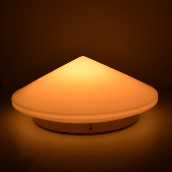 Image 1 of Lampada da soffitto rotonda in vetro bianco, Penko Pieńsk, Polonia anni '70