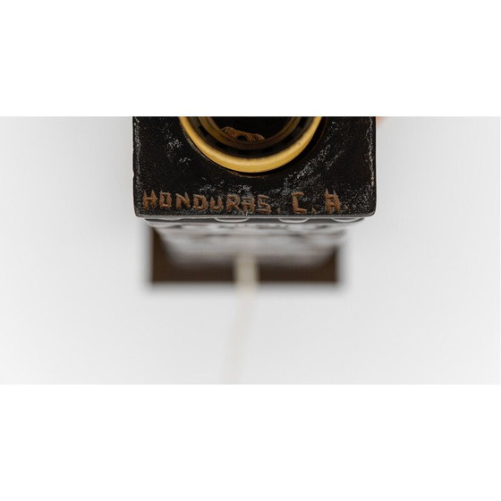 Image 1 of Vintage Totem Maya table lamp in hand-carved wood for Temde, Honduras 1960