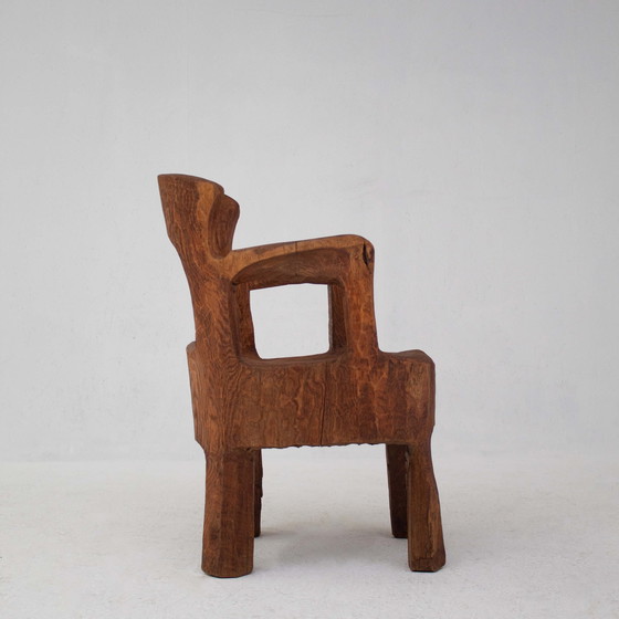Image 1 of Sedia in legno massello intagliata a mano, design scultoreo unico