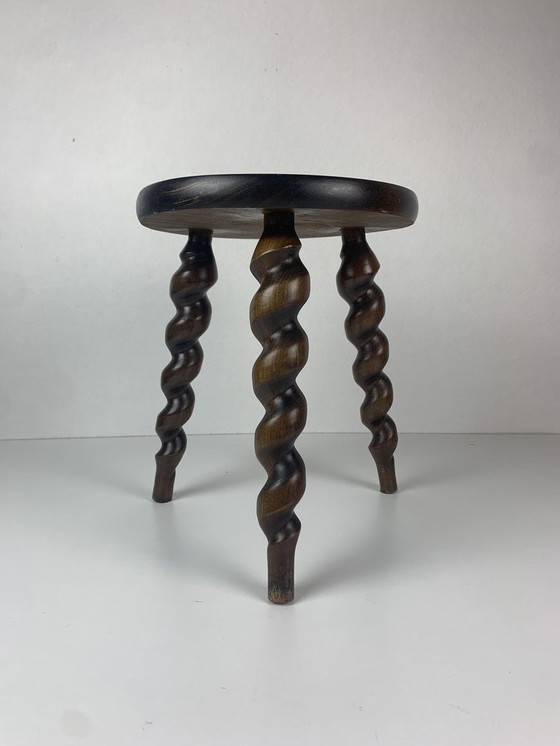 Image 1 of Tabouret paysan moderniste français avec tire-bouchons, 1950