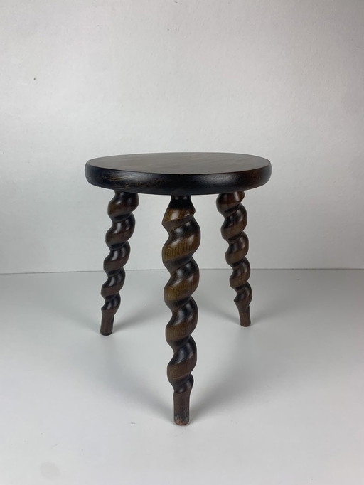 Tabouret paysan moderniste français avec tire-bouchons, 1950