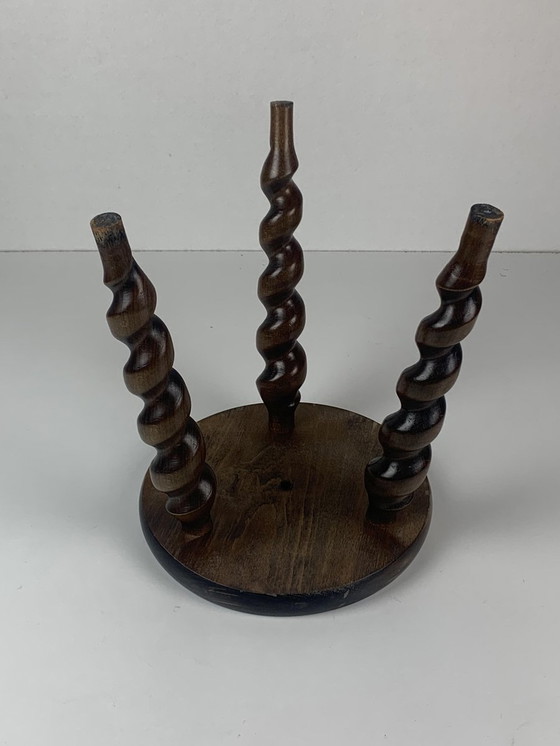 Image 1 of Tabouret paysan moderniste français avec tire-bouchons, 1950