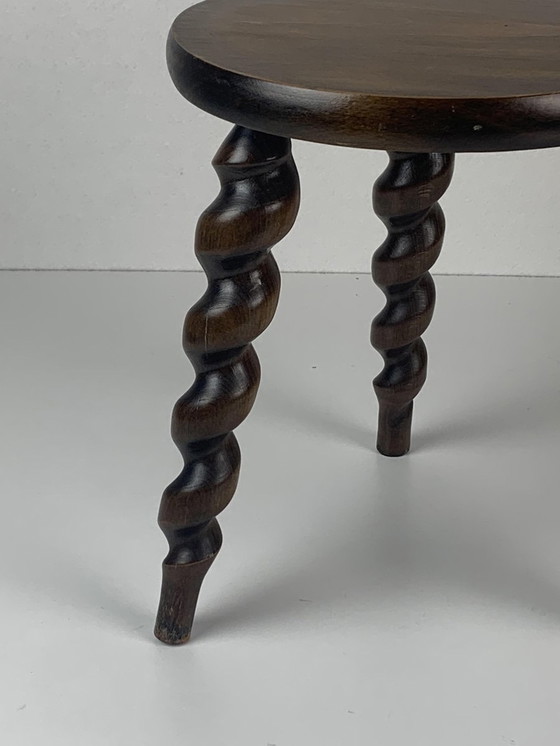 Image 1 of Tabouret paysan moderniste français avec tire-bouchons, 1950