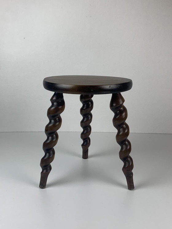 Image 1 of Tabouret paysan moderniste français avec tire-bouchons, 1950