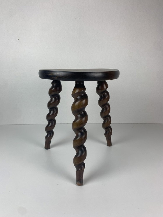 Image 1 of French modernist peasant stool with corkscrews, 1950