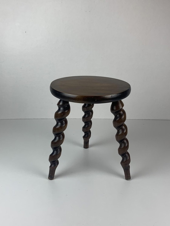 Image 1 of French modernist peasant stool with corkscrews, 1950