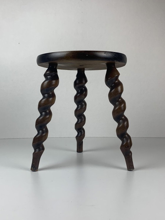 Image 1 of French modernist peasant stool with corkscrews, 1950