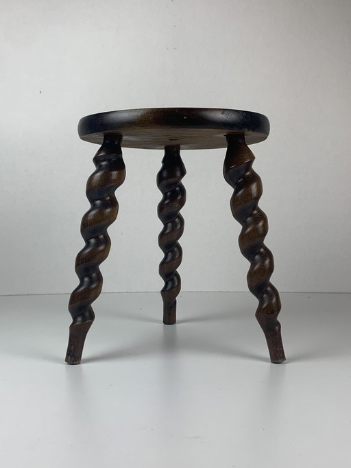 Tabouret paysan moderniste français avec tire-bouchons, 1950