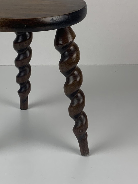 Image 1 of French modernist peasant stool with corkscrews, 1950