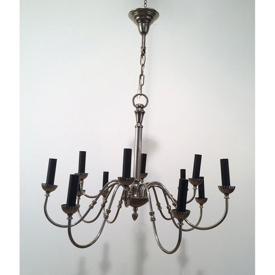 Image 1 of Lampadario francese vintage placcato argento, 1940