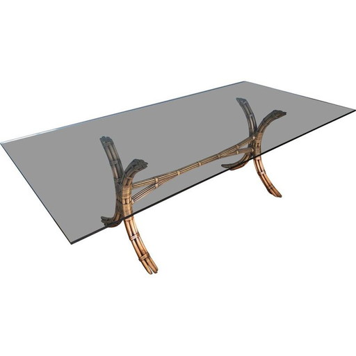 Mid century bamboo and glass table by McGuire, 1970