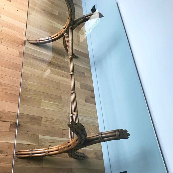 Image 1 of Mesa de bambú y vidrio de mediados de siglo de McGuire, 1970