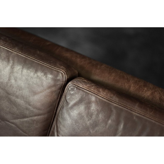Image 1 of Vintage sofa in beech and brown leather, Denmark 1970